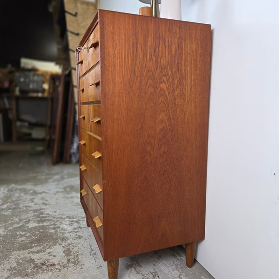 Vintage Danish Chest of drawers, teak 6 drawers 1960s Scandinavian, Wood, Brown (photo 14 of 19)