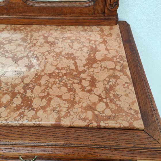 Credenza antica vintage, comò, credenza con vetrina con piano in marmo – Credenze con vetrina, Legno (photo 17 of 18)