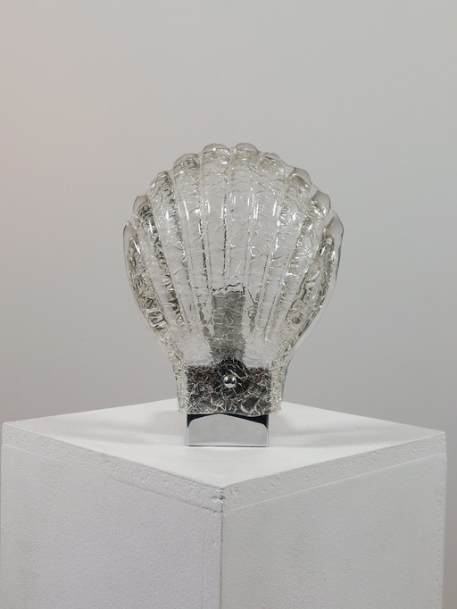 Vintage Murano wandlamp met craquelé glas en chroomafwerking