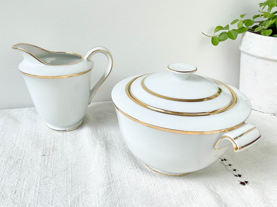 Image 1 of Set da tè/caffè in porcellana vintage Bernardaud &amp; Cie Limoges Francia oro bianco