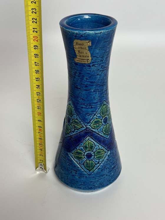 Image 1 of Mid-Century Italian Design Bitossi Rimini Blu Glazed Ceramic Vase. Italy, 1960s.