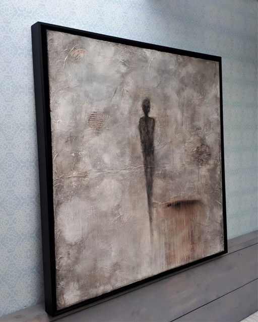 Frances Eckhardt - Peinture figurative gris 100x100 cm