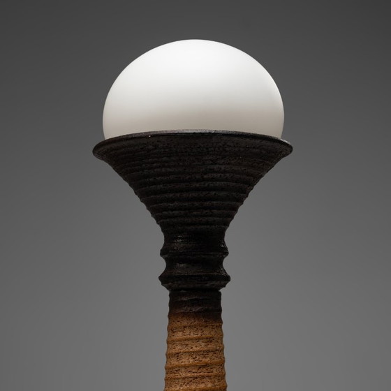 Grote Earthly keramische tafellamp van Doria Leuchten, Duitsland, jaren 70. – Tafellampen, Ceramic, Glass (photo 6 of 10)