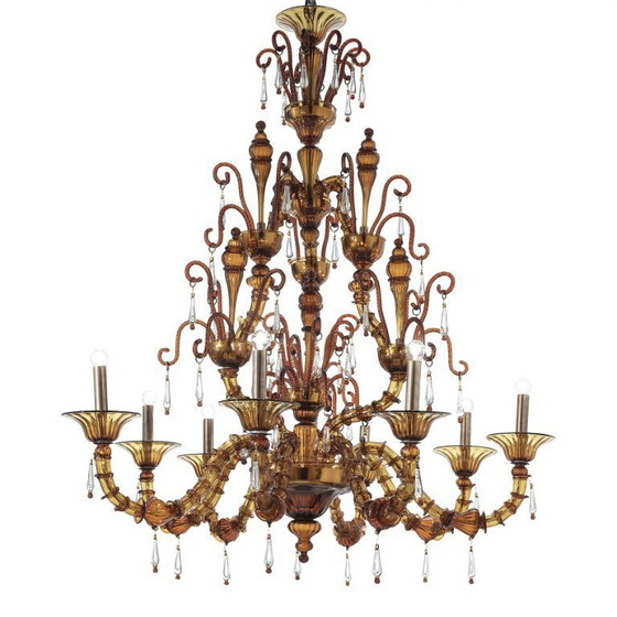 Image 1 of Imperial Venetian Modern Brown "Ca' Rezzonico" With Curls Murano Glass Chandelier