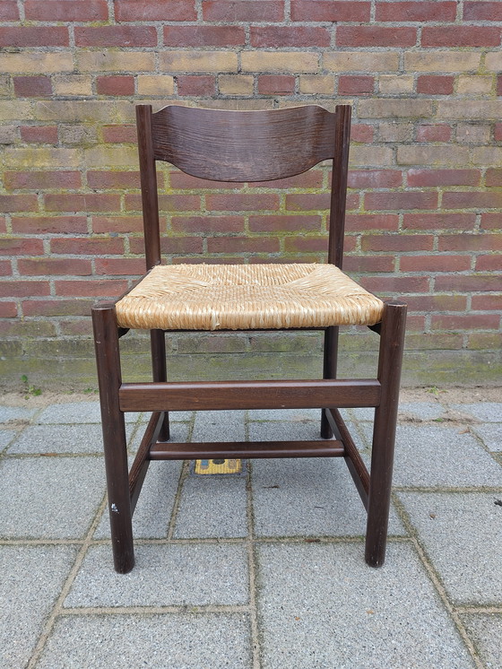 Image 1 of Retro vintage chairs with wicker 70s Pastoe