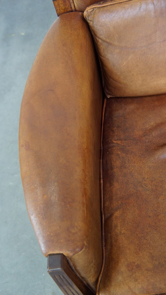 Image 1 of 2 X Sheep Leather Armchair With Decorative Cushion