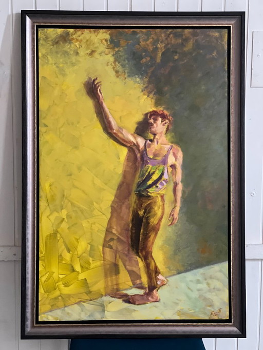 Origineel Olieverf schilderij op paneel met titel "Danser - 2"