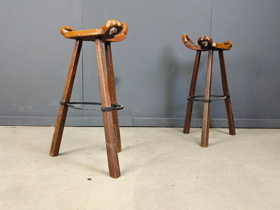 Image 1 of Mid century brutalist bar stools - set of 8, 1960s