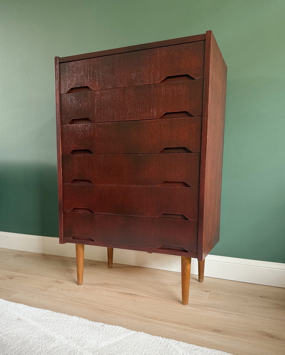 Image 1 of Vintage Deense ladekast met 6 laden