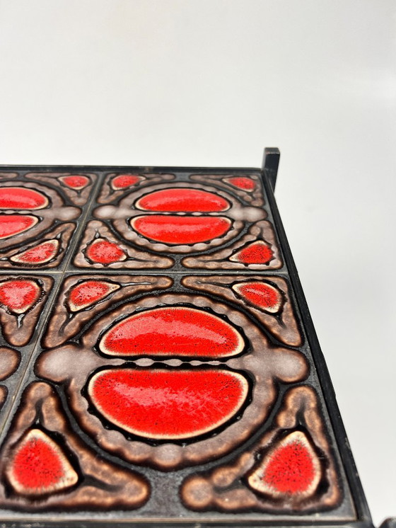 Image 1 of Vintage Table, Brutalism, Cast Iron And Ceramic, 1960's