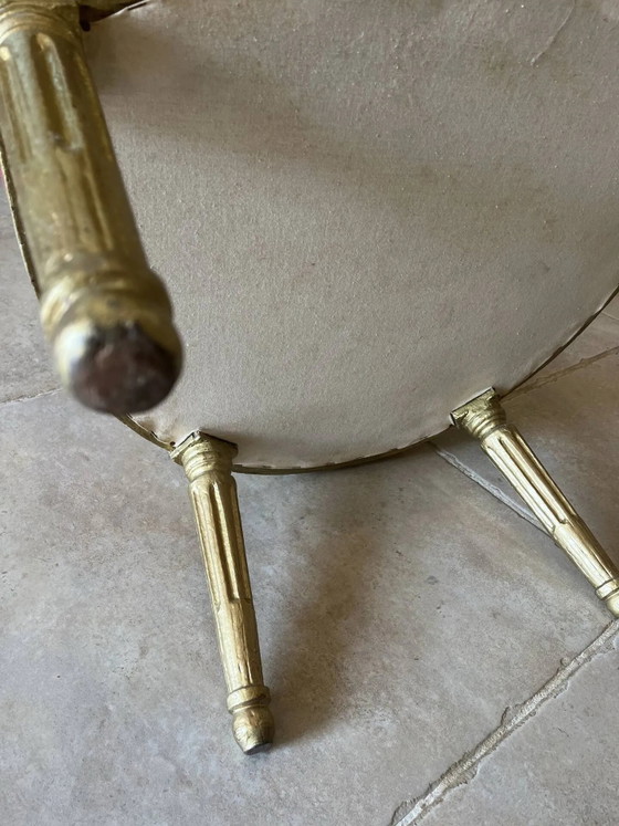 Fauteuil cabriolet Louis XVI en bois doré – dossier médaillon et tissu – Wood (photo 16 of 22)