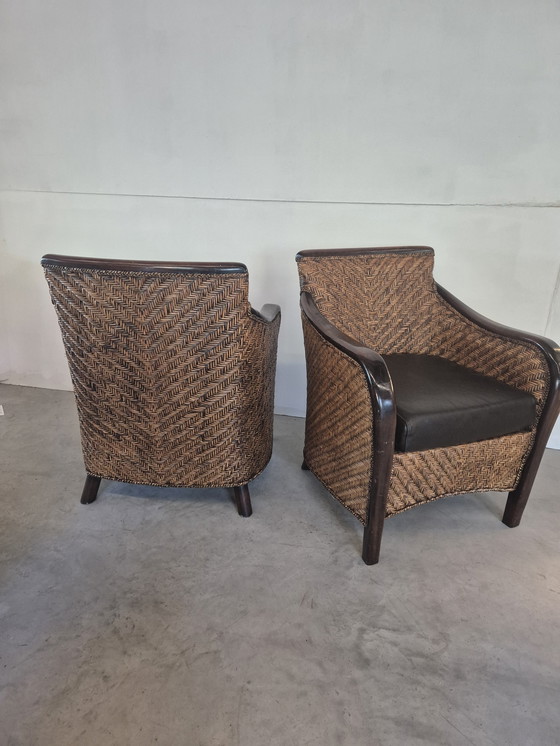 Image 1 of 4 vintage art deco colonial style armchairs