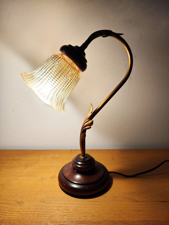 Image 1 of Gooseneck table lamp with tulip shade