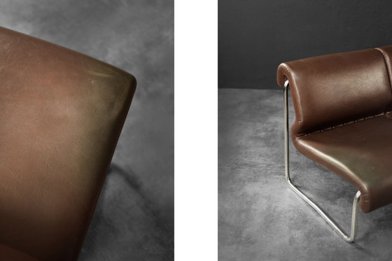 Image 1 of Divano da salotto a 2 posti con struttura in acciaio marrone, vintage metà secolo, Germania moderna, anni '70