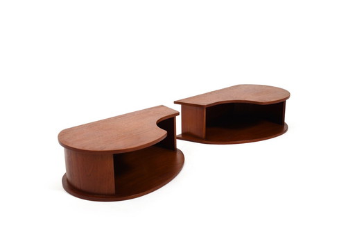 Wall Hanging Bedsite Tables by Ølholm Møbelfabrik 1960s