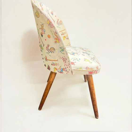 Image 1 of Sedia retrò per bambini nella tipica forma degli anni '50 con motivo scolastico, made in Germany