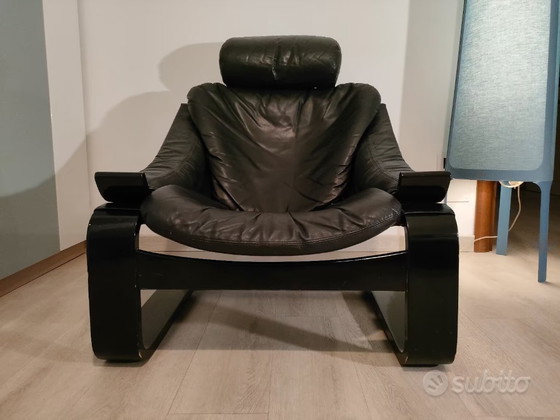 Poltrona Lounge Kroken, di Åke Fribytter per Nelo – Poltrone, Pelle, Legno (photo 2 of 6)