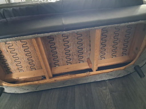 Canapé 2 places Touche en cuir noir