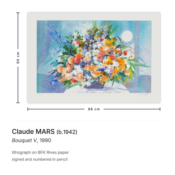 Image 1 of Claude MARS Bouquet V Litografia firmata 1990
