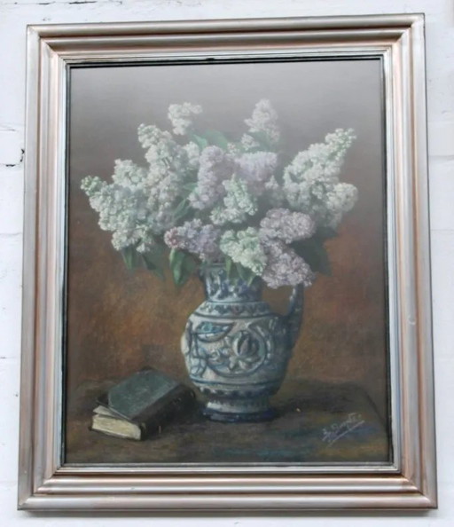 Painting "Lilacs in a vase" – schilderijen tekeningen, Wood (photo 2 of 14)