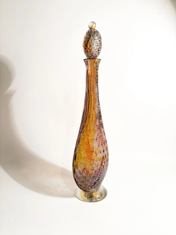 Bottiglia in vetro di Murano multicolore anni '80 con foglia d'argento – Oggetti decorativi (photo 2 of 12)