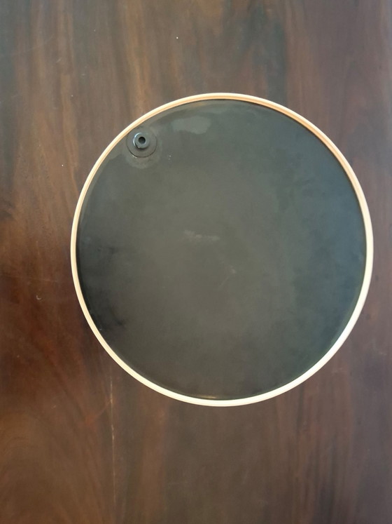 Image 1 of Ronde spiegel met opstaande kunststof rand, leder nerf structuur j 70