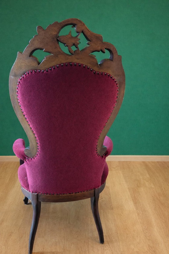 Image 1 of Fauteuil – Massief Notenhout – 19e-Eeuwse Louis Philippe Authentiek