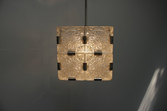 Image 1 of Pendentif carré en verre transparent de Mid Century par Kamenicky Šenov, années 1960, Tchécoslovaquie
