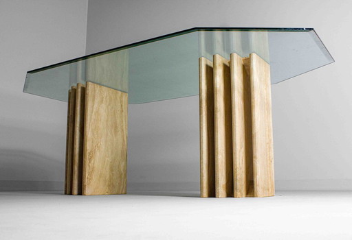 Postmodern travertine dining table – 1970s style