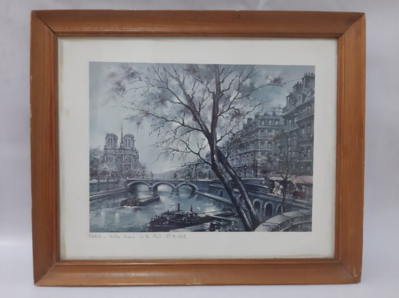 Image 1 of Vintage framed art print Notre-Dame de Paris