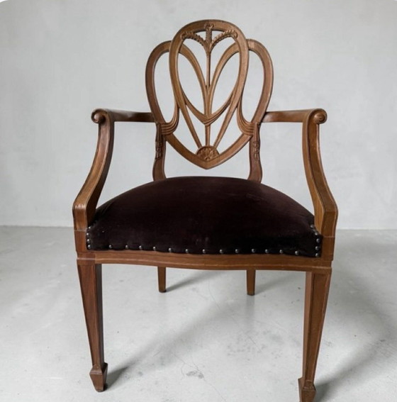 Image 1 of 4 sedie in stile Hepplewhite.