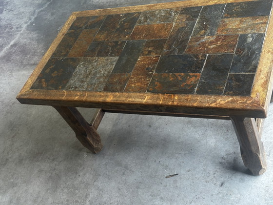 Couchtisch aus Eiche und Schiefer – 60er-70er Jahre – Couchtische, Wood, Stone (photo 12 of 14)