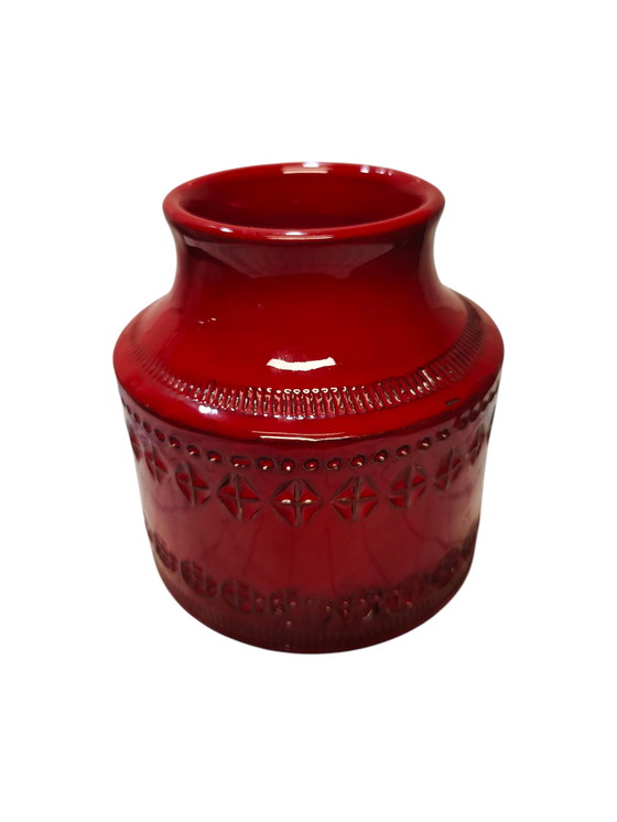 Image 1 of Bitossi Rimini Rosso Vase 1960er | Aldo Londi Italian Mid-Century Ceramic Red Glazed Design