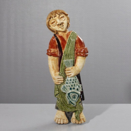 Kerbigot Workshop in Guidel - Bas-relief plaque of a Breton fisherman, France, 1960s