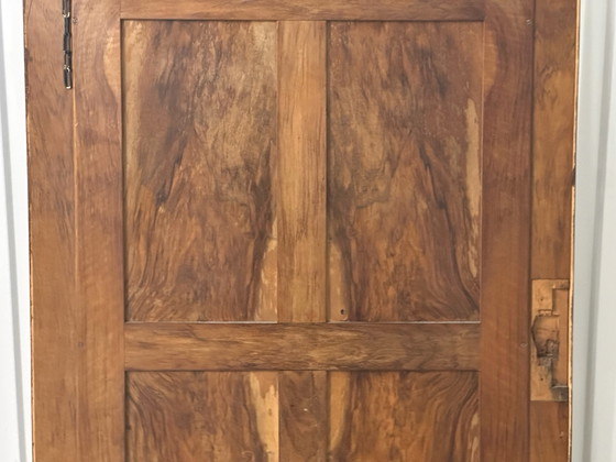 Large antique curved oak mirror, beveled glass, 138 × 83 cm, Wood, Brown (photo 14 of 15)