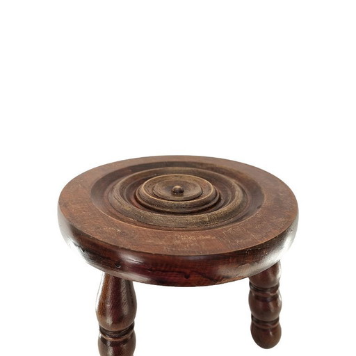French beechwood tripod stool, 1970s