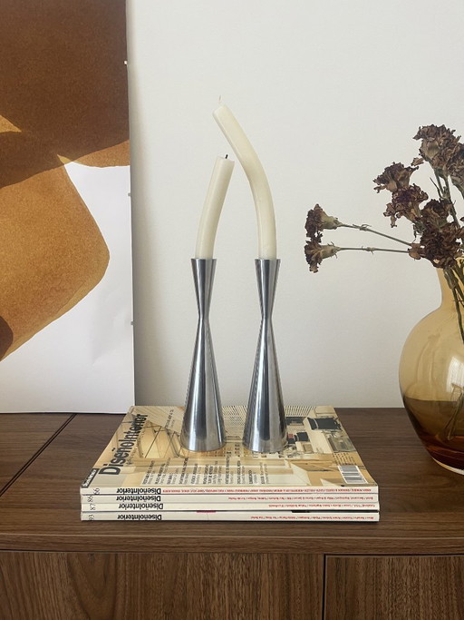 Candelieri vintage in alluminio Erika Pekkari di IKEA degli anni '90