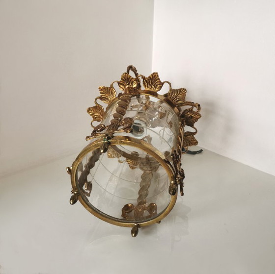 Linterna de Techo de Bronce y Cristal de Época – Estilo Clásico C. 1950 – Lámparas colgantes, Metal (photo 6 of 14)