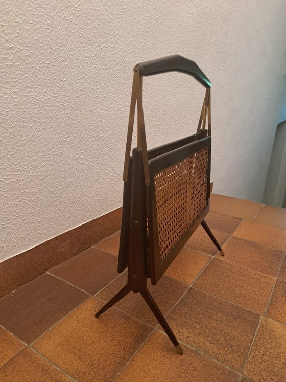 Image 1 of Opvouwbaar tijdschriftenrek uit het midden van de 20e eeuw van Cesare Lacca, Italiaanse stijl, jaren 1950.