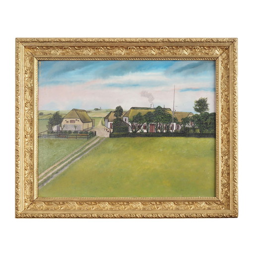 Tableau "La ferme", design scandinave, années 1970