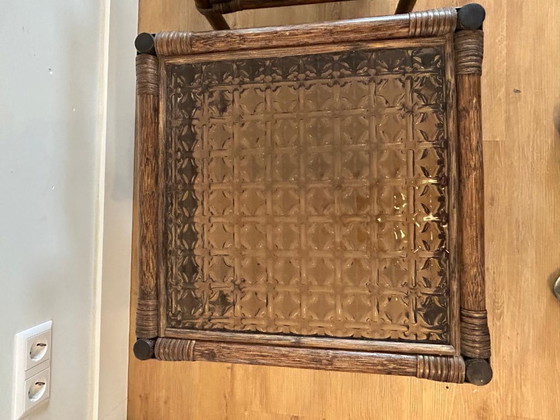 Image 1 of Beistelltisch-Set aus Manou/Rattan mit Rauchglas