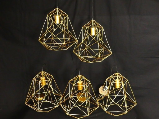 Suspension industrielle dorée - Cadre de base par QAZQA