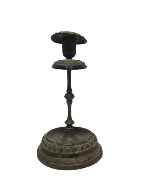 Bougeoir Biedermeier de l'Empire austro-hongrois, années 1890 – kandelaars en kaarsen, Metal, Brass