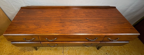 Image 1 of Mid-Century Retro Vintage Walnut Sideboard by Meredew 1960s  Sleek Design • British Craftsmanship • Stunning Walnut Grain 
