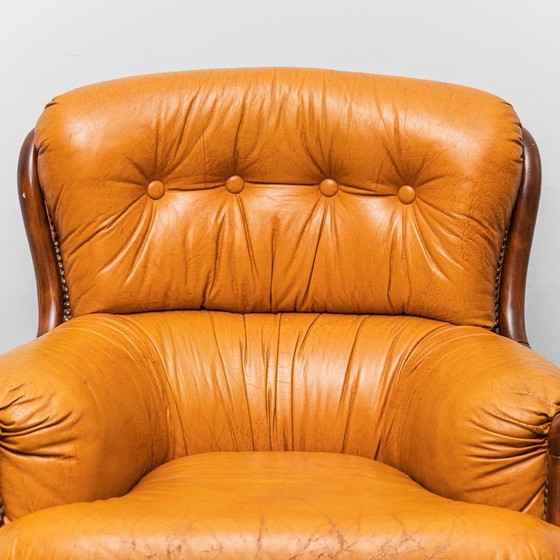 Image 1 of COPPIA DI POLTRONE IN PELLE E LEGNO ANNI ’50 VINTAGE MODERNARIATO