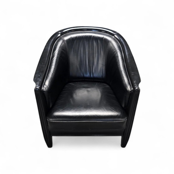 2 x fauteuil en cuir noir années 80 / style Art Déco / bon état – Leather, Art Deco (photo 14 of 19)