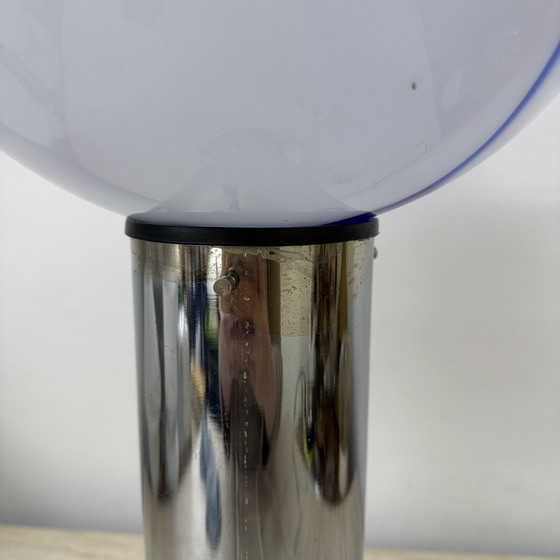 Image 1 of Mid-Century Large Glass Table Lamp with Blue Swirl, 1970s Italy