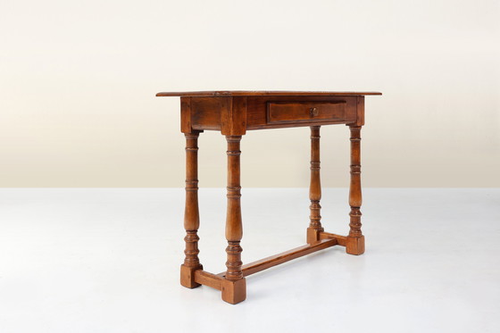 Image 1 of Rustic Oak Console Table with Drawer, Belgium ca. 1800