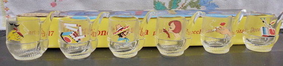 Image 1 of Antieke pijpvormige shotglaasjes uit de jaren 70 van de vorige eeuw.