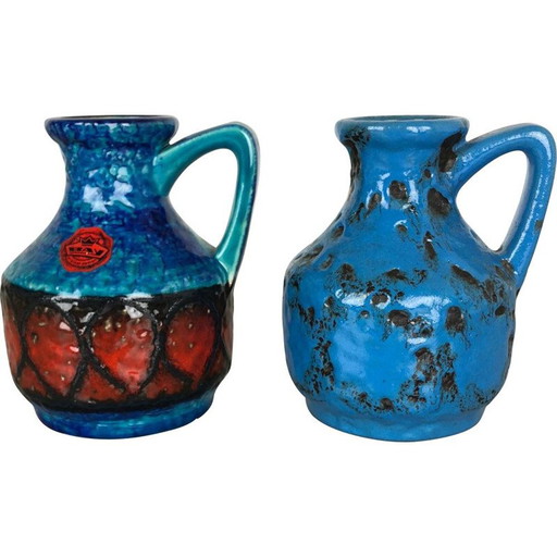 Paire de vases en céramique vintage de BAY ceramics, Allemagne 1960
